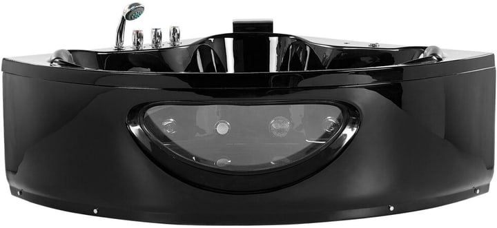 Image of Beliani Whirlpool Badewanne schwarz Eckmodell mit LED 190 x 140 cm TOCOA Eckbadewanne