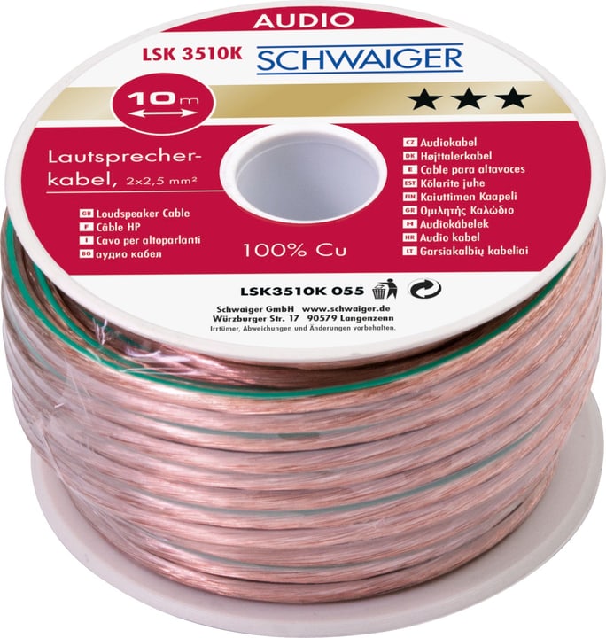 Schwaiger Cavo d'altoparlante 2x2.5mm2 transparente Cavo d'altoparlante 2x2.5mm2 transparente Schwaiger 613183100000 N. figura 1