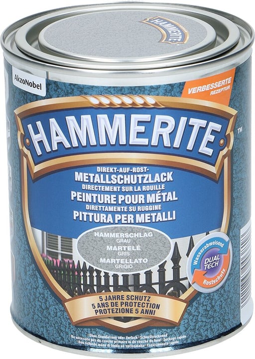 Image of Hammerite Metallschutzlack Hammerschlag Grau 750 ml