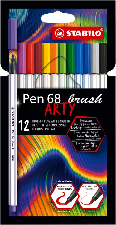 Image of Stabilo STABILO® Pen 68 brush Filzstift mit Pinselspitze im 12er Etui ARTY Stifte