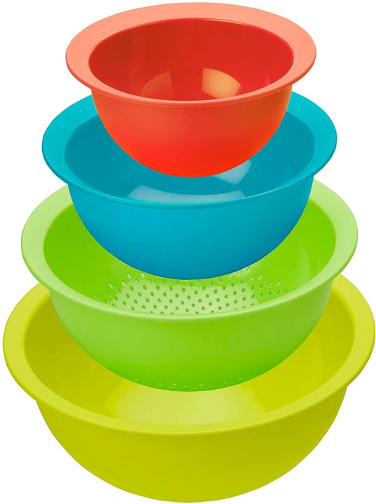 Image of Rotho CARUBA Set bestehend aus 3 Schüsseln und 1 Sieb, Kunststoff (PP) BPA-frei, mehrfarbig Küche