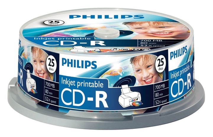 Philips CD-R 700MB Inkjet Printable 25-Pack CD imprimable CD-R 700MB Inkjet Printable 25-Pack CD imprimable Philips 787242300000 Photo no. 1