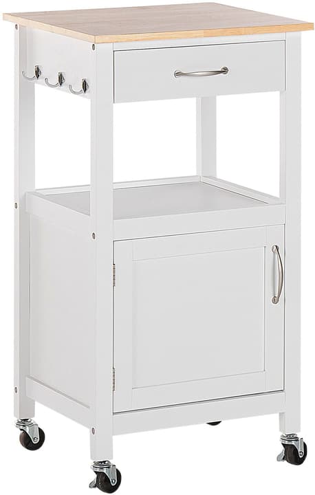 Image of Beliani Servierwagen weiss / heller Holzfarbton mit Schublade SIENA