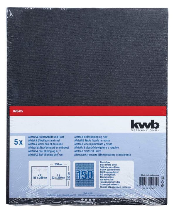 Image of kwb Schleifbogen Blauköper K 150, 5 Stk. Schleifpapier