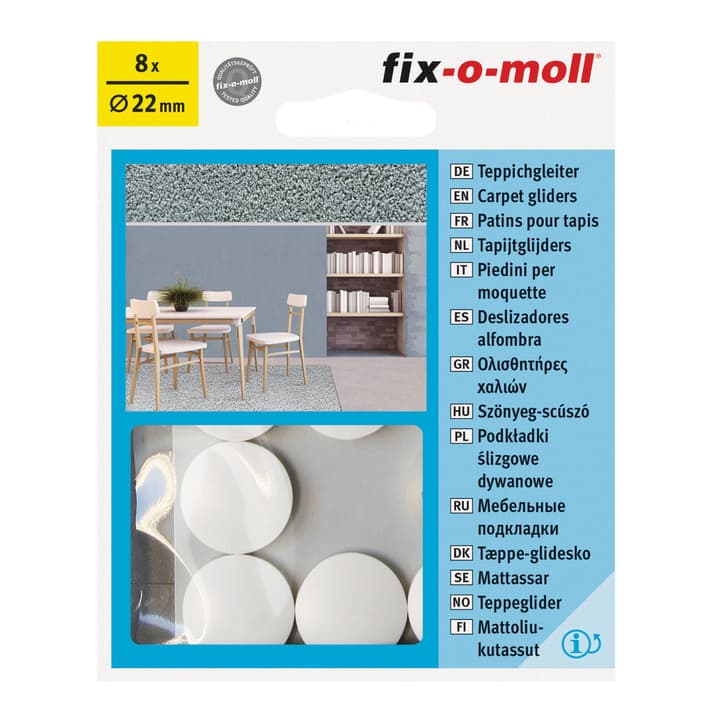 Image of Fix-O-Moll Teppich-Gleiter Ø 22 mm 8 x Teppichgleiter