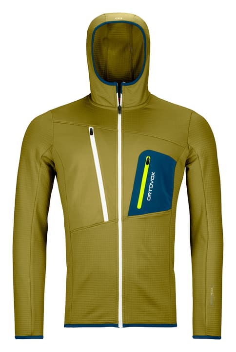 Image of Ortovox Fleece Grid Hooded Fleecejacke moos