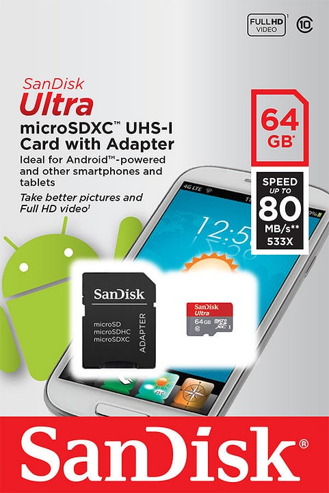 SanDisk Ultra 80MB/s microSDHC 64GB Mobile Ultra 80MB/s microSDHC 64GB Mobile SanDisk 797958300000 Photo no. 1