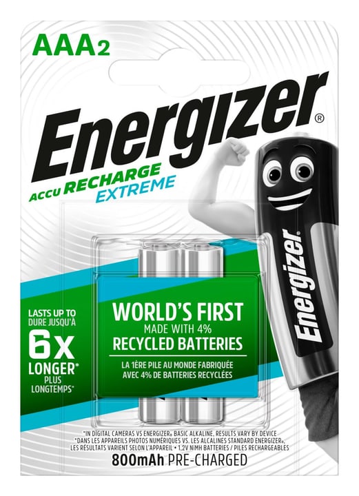 Energizer NiMH-Accu Extreme, Micro (AAA) 800 mAh 2 pièce Akku Batterie NiMH-Accu Extreme, Micro (AAA) 800 mAh 2 pièce Akku Batterie Energizer 704764700000 Photo no. 1