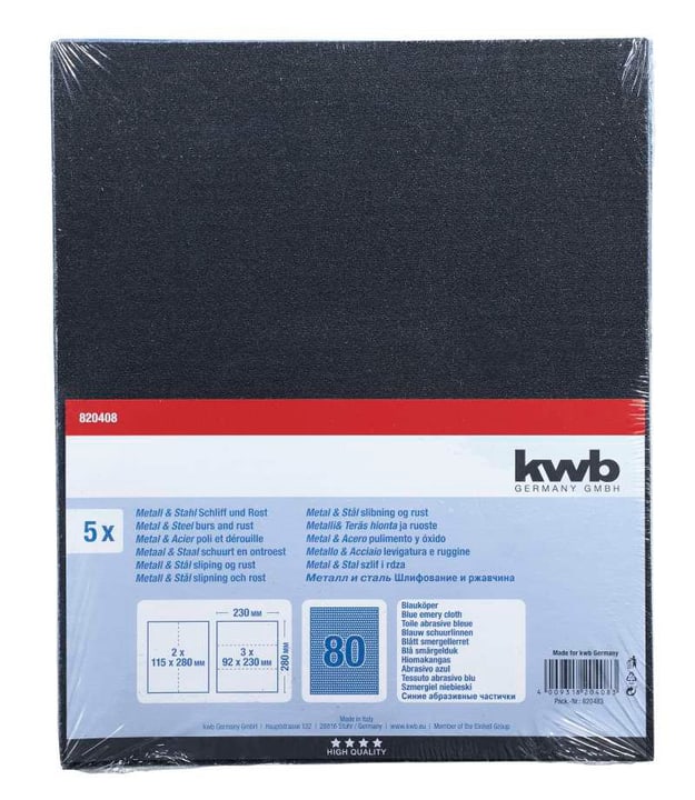 Image of kwb Schleifbogen Blauköper K 80, 5 Stk. Schleifpapier