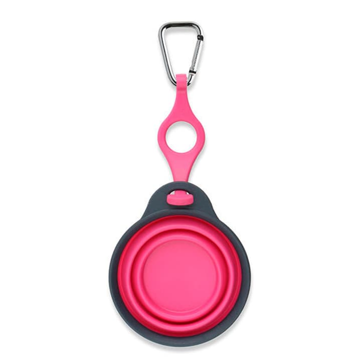 Dexas Gamelle pliable rose avec porte-bouteille et mousqueton Gamelle pour chien unique