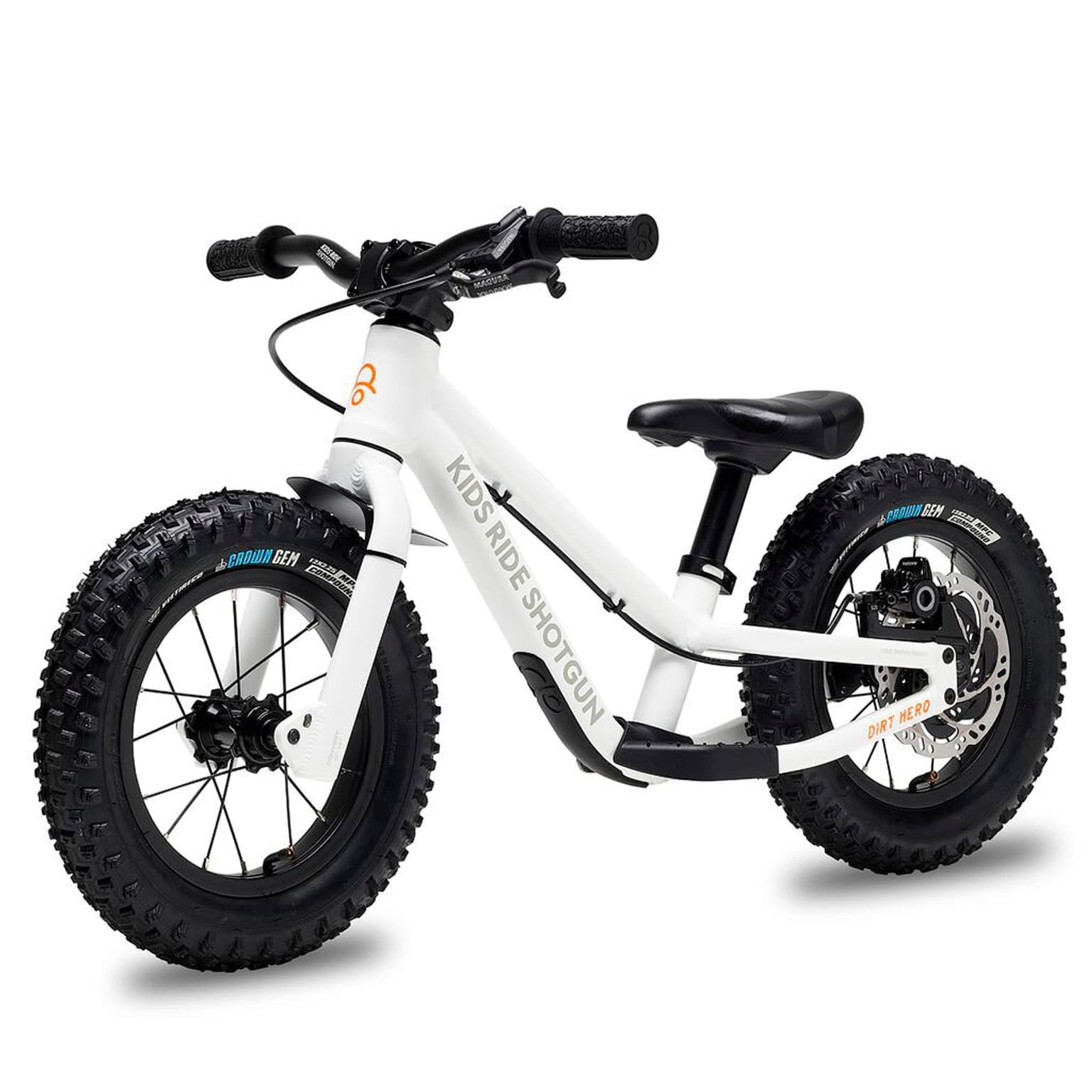 Kids Ride Shotgun 12” Dirt Hero with Brake Bicicletta senza pedali bianco 1
