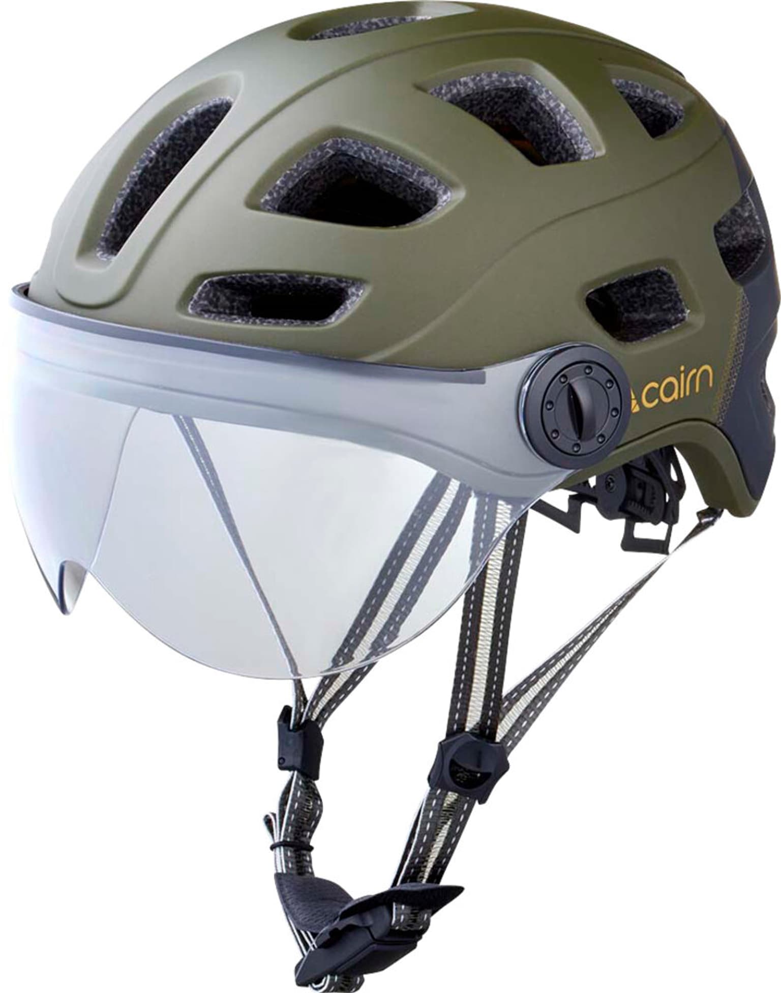 Cairn Quartz transparent Visor LED USB Velohelm olive 1