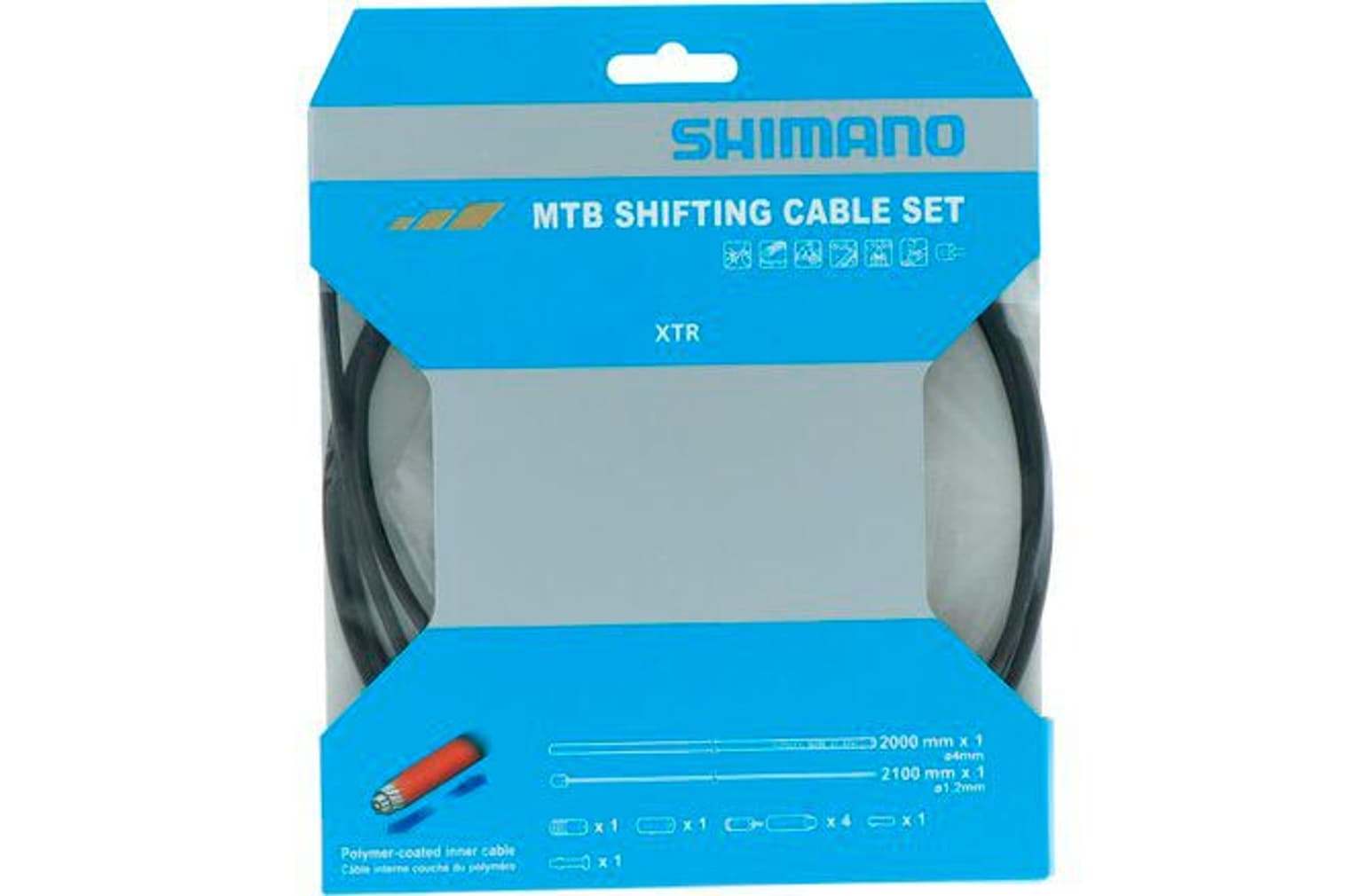Shimano Shimano Jeu de câbles de changement de vitesse XTR VTT Polymère Câbles de dérailleur 1
