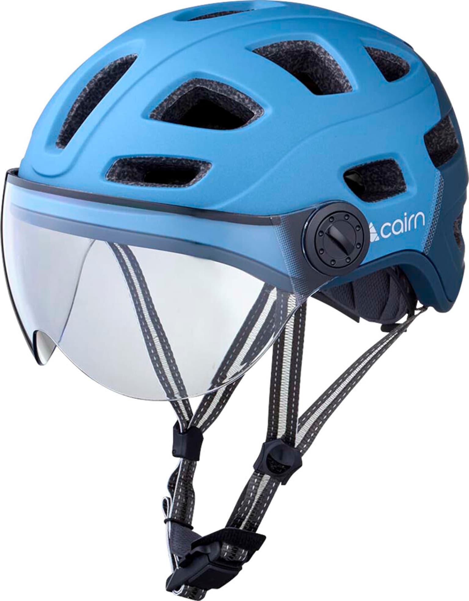 Cairn Quartz transparent Visor LED USB Velohelm azur 1