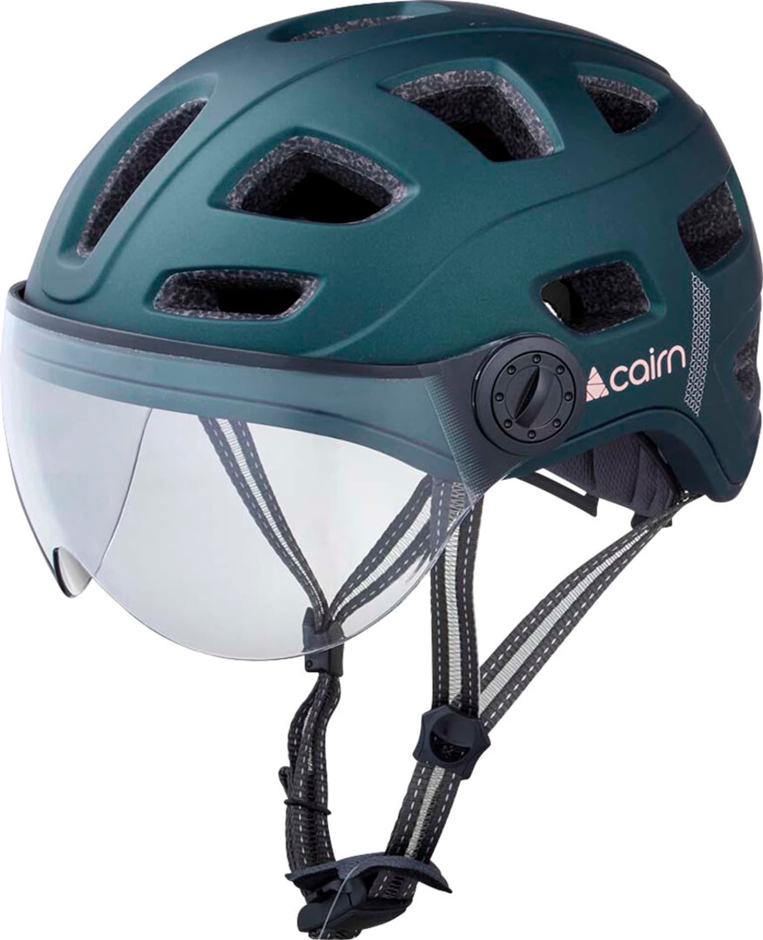 Cairn Quartz transparent Visor LED USB Velohelm petrol 1