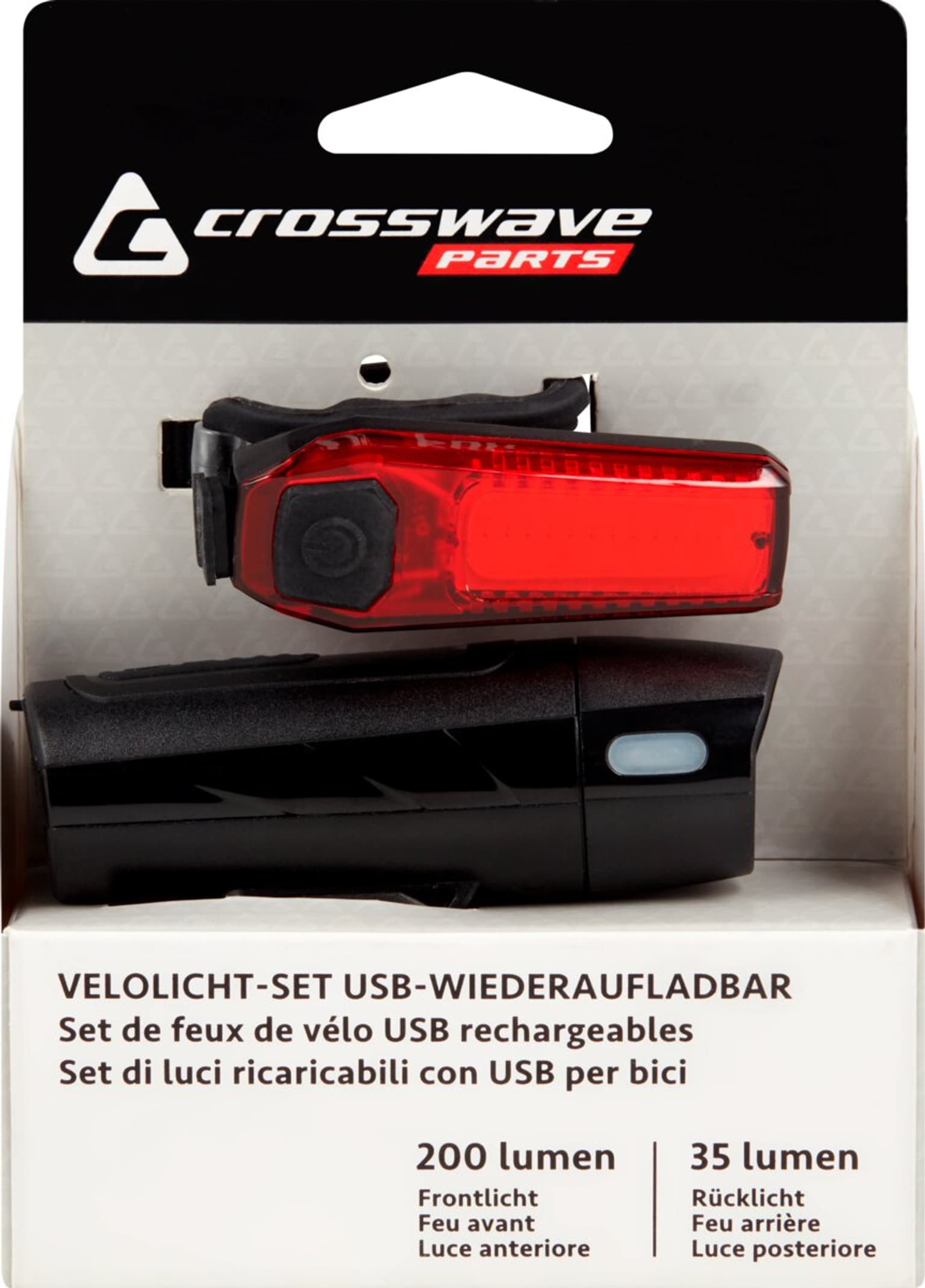 Crosswave Crosswave Akku-Velolichtset 200/35 Éclairage pour vélo 1
