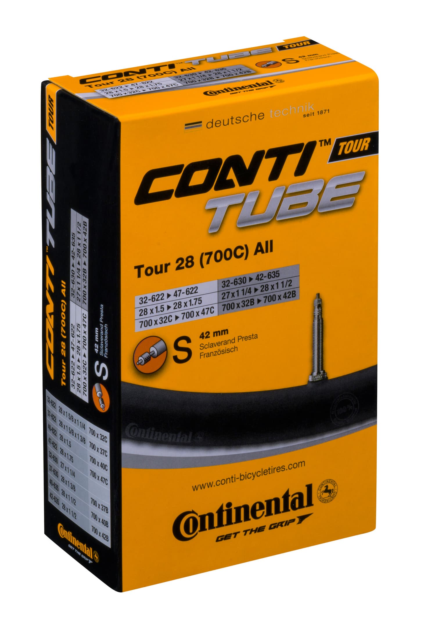 Continental Continental Tour 28 (700C) Sclaverand Chambre à air pour vélo 1