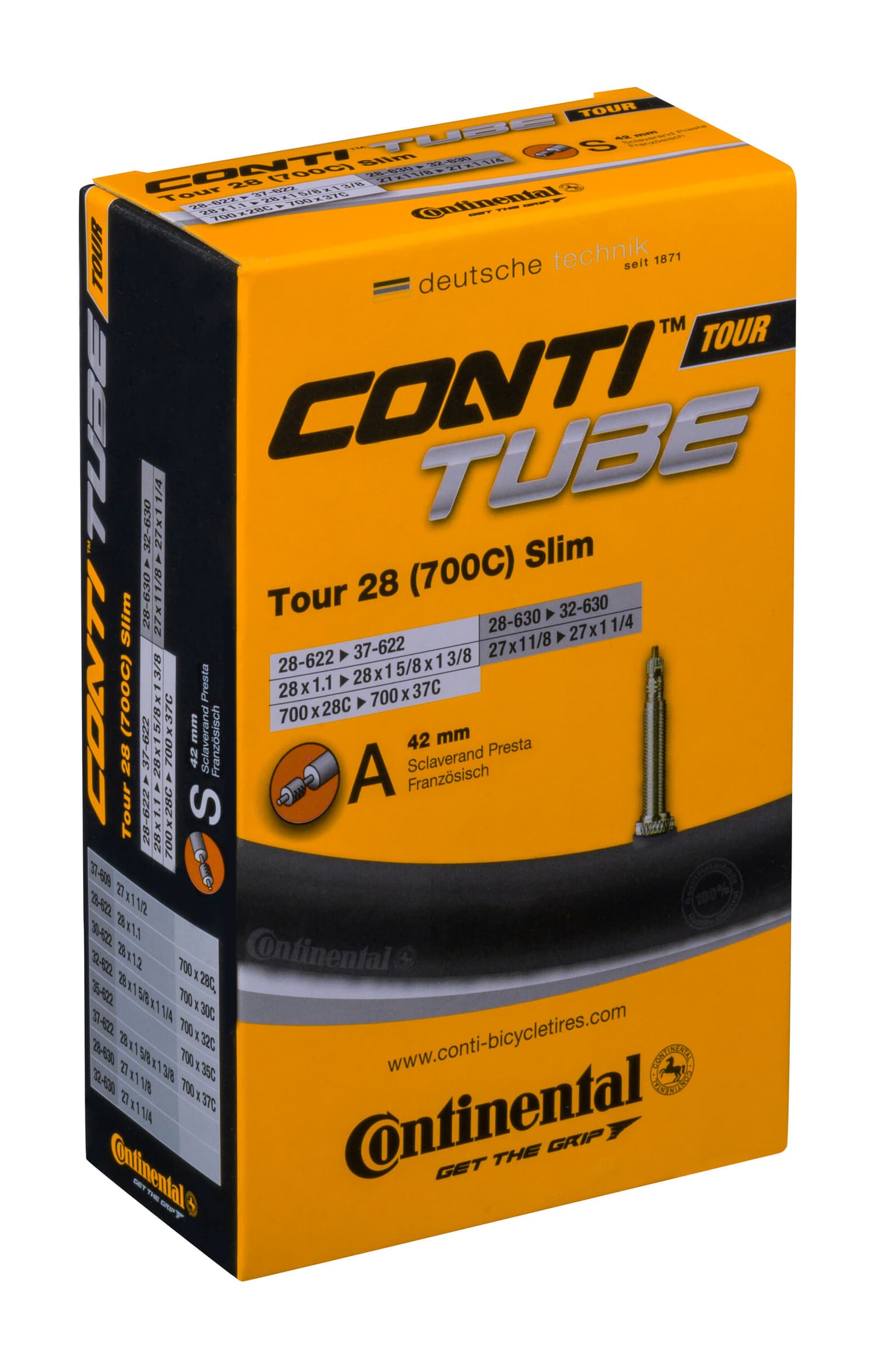 Continental Continental Tour Slim 28'' 700x28C / 700x37C Chambre à air pour vélo 1