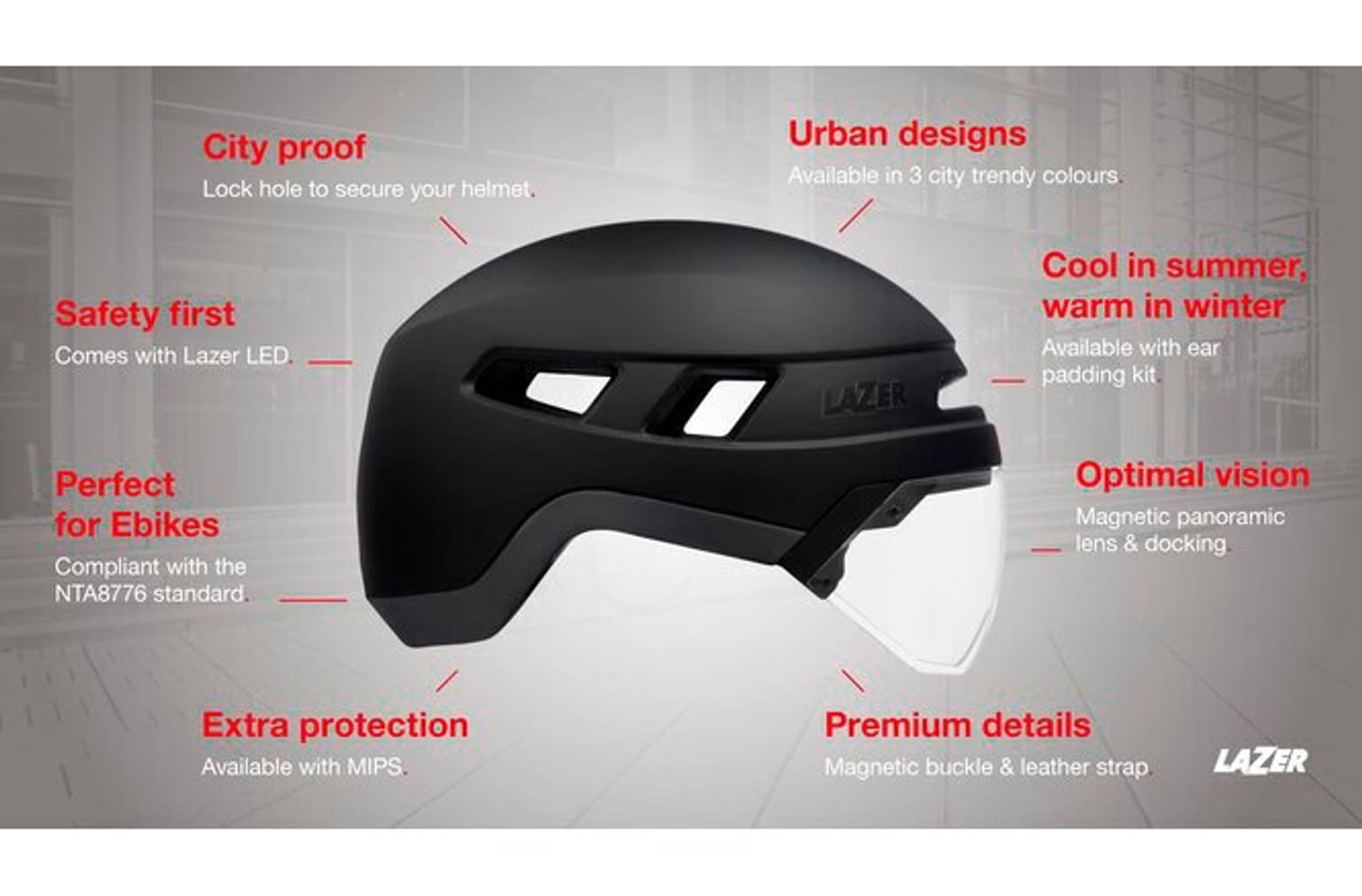 Lazer Lazer City Urbanize MIPS matte Velohelm 3