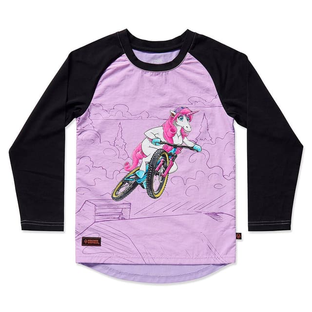 kids-ride-shotgun Unicorn Windproof Kids MTB Jersey Maglietta da bici lilla
