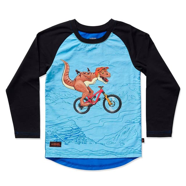 kids-ride-shotgun Dino Windproof Kids MTB Jersey Chemise de vélo turquoise-claire
