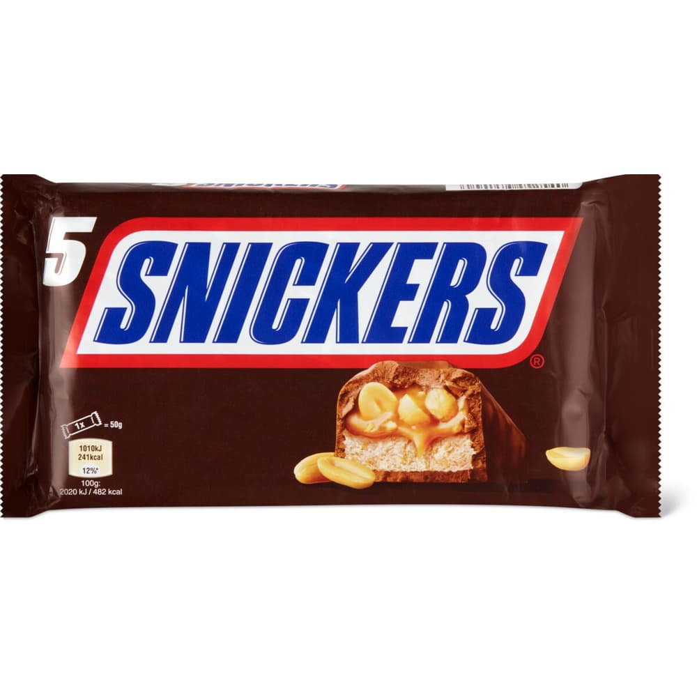 Achat Snickers · Barre de chocolat au lait fourré de confiserie, caramel et  cacahuètes • Migros