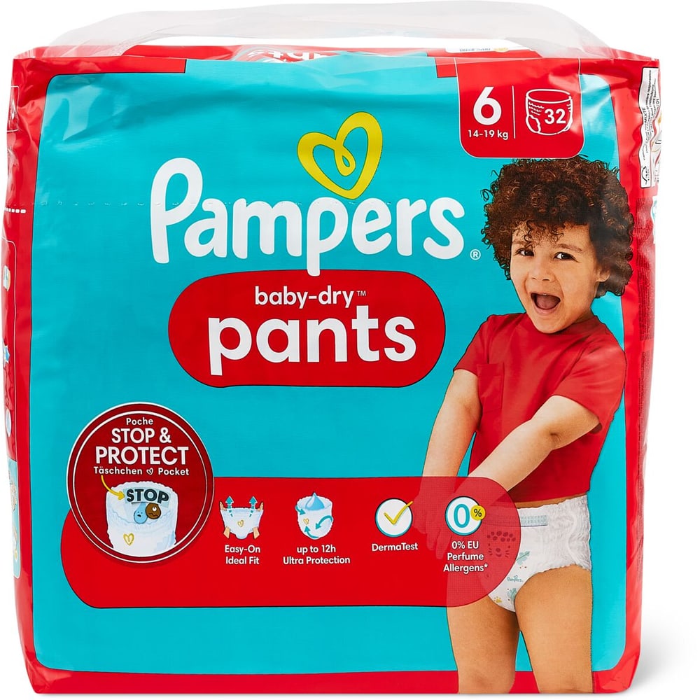 Pampers - Couches-culottes baby-dry night pants taille 6, 15kg+ (32 pièces), Delivery Near You