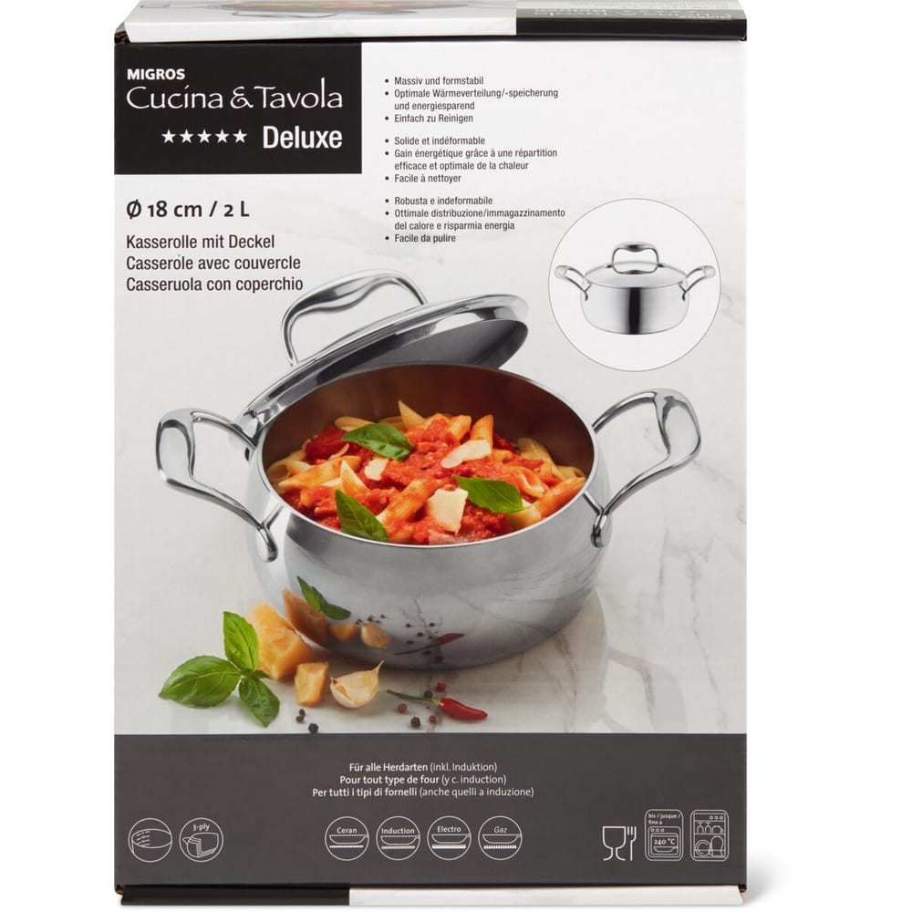 DELUXE CASSEROLE WITH LID 18 CM, 2L