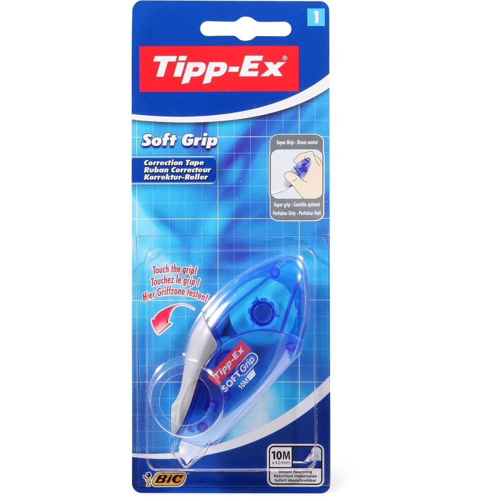 TIPP-EX Roller de correction Soft grip 4,2mmx10m emplacement grip pour  faciliter la prise en main