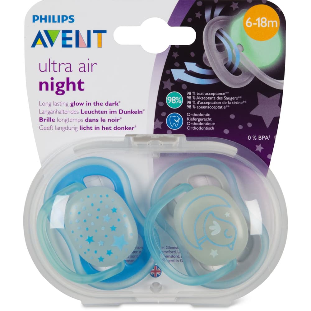 Sucette ultra air Nighttime pour bébé 6 - 18 mois - AVENT PHILIPS