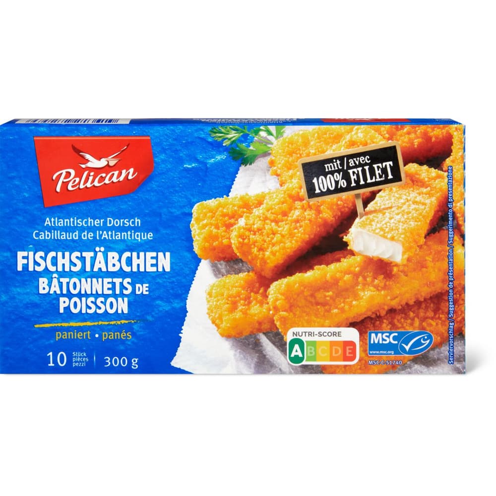 Buy Pelican MSC · Fish fingers Codfish · breaded - 10 pieces • Migros