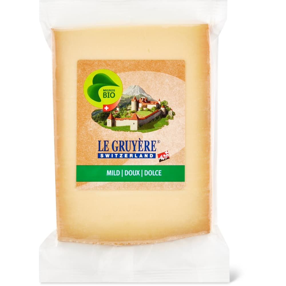Achat Le Gruyère Bio Aop · Fromage Suisse à Pâte Dure Gras Au Lait Cru · Doux • Migros 