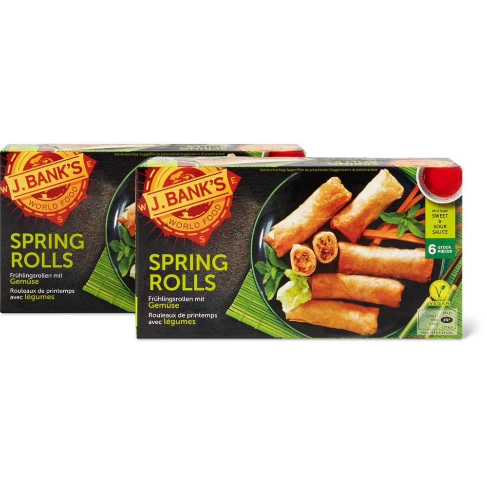 J.Bank's Asia · Frühlingsrollen mit Gemüse und Sweet & Sour Sauce · 2x6 ... J.Bank's Asia · Frühlingsrollen mit Gemüse und Sweet & Sour Sauce · 2x6 ...