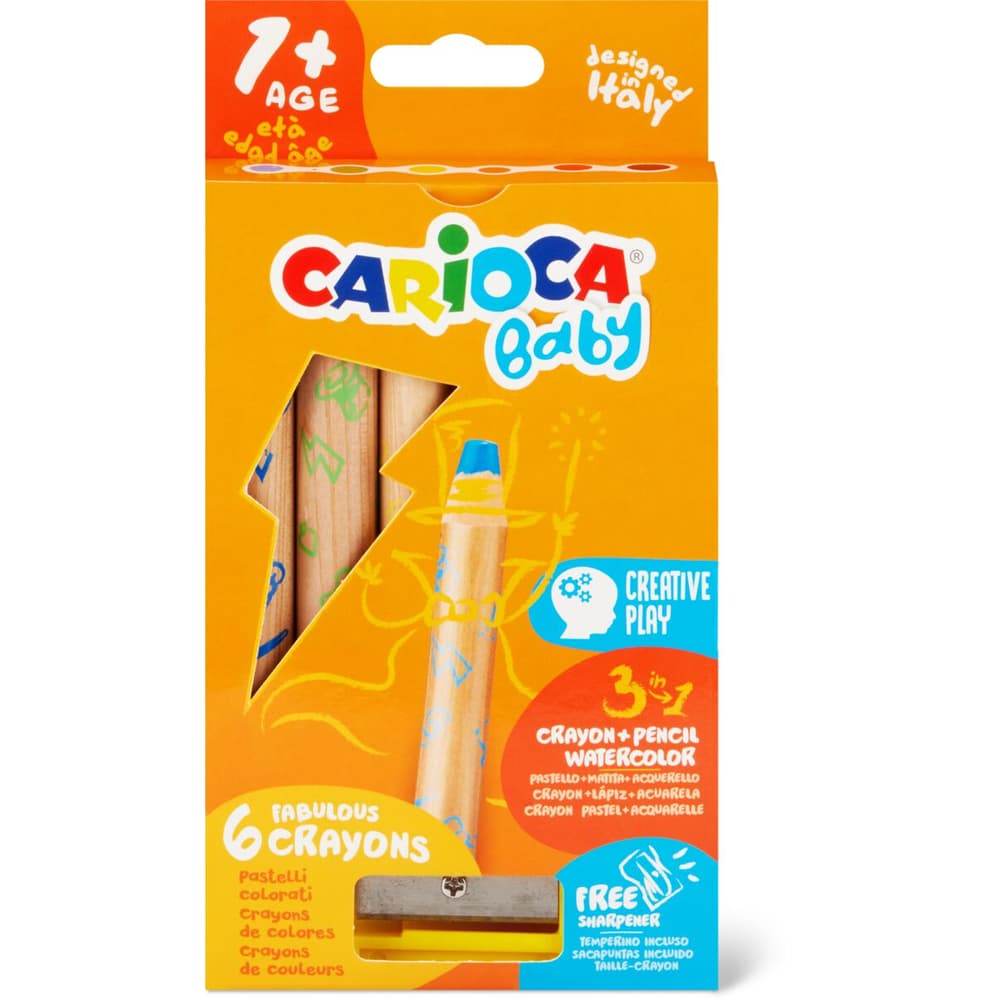 Teddy Crayons BABY - 6 Pz Crayons de couleur CARIOCA