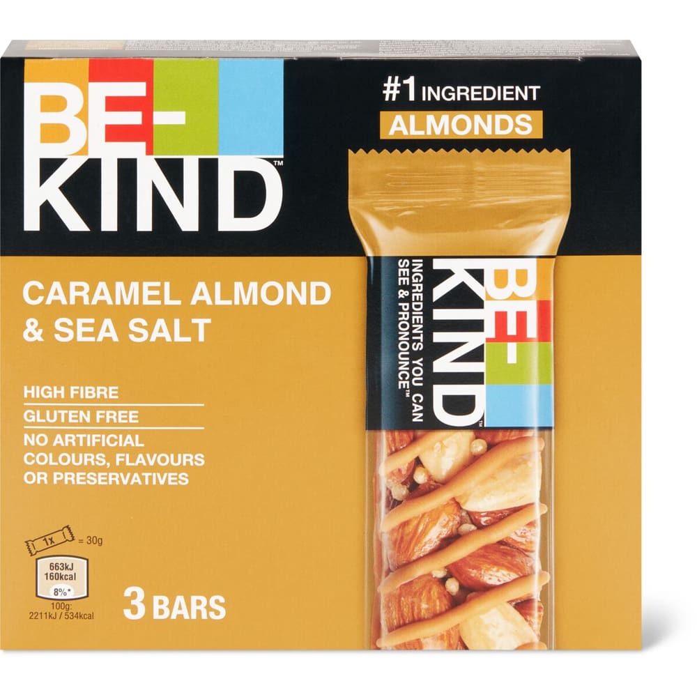 Kind Riegel Be-Kind · Riegel mit Mandel und Meersalz und einem Überzug aus ...