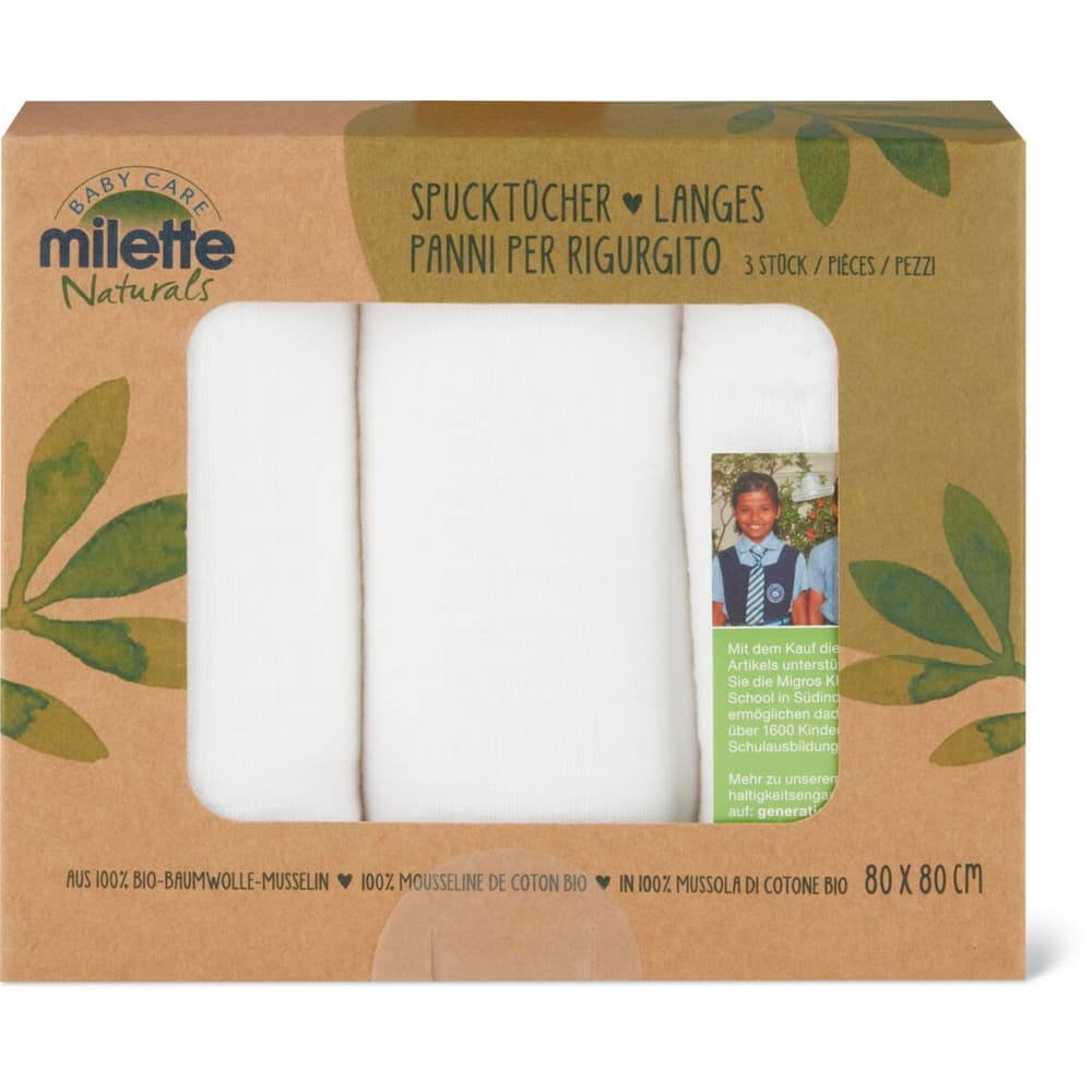 Milette Baby Care Naturals · Panni Per Rigurgito · 80 X 80 Cm • Migros