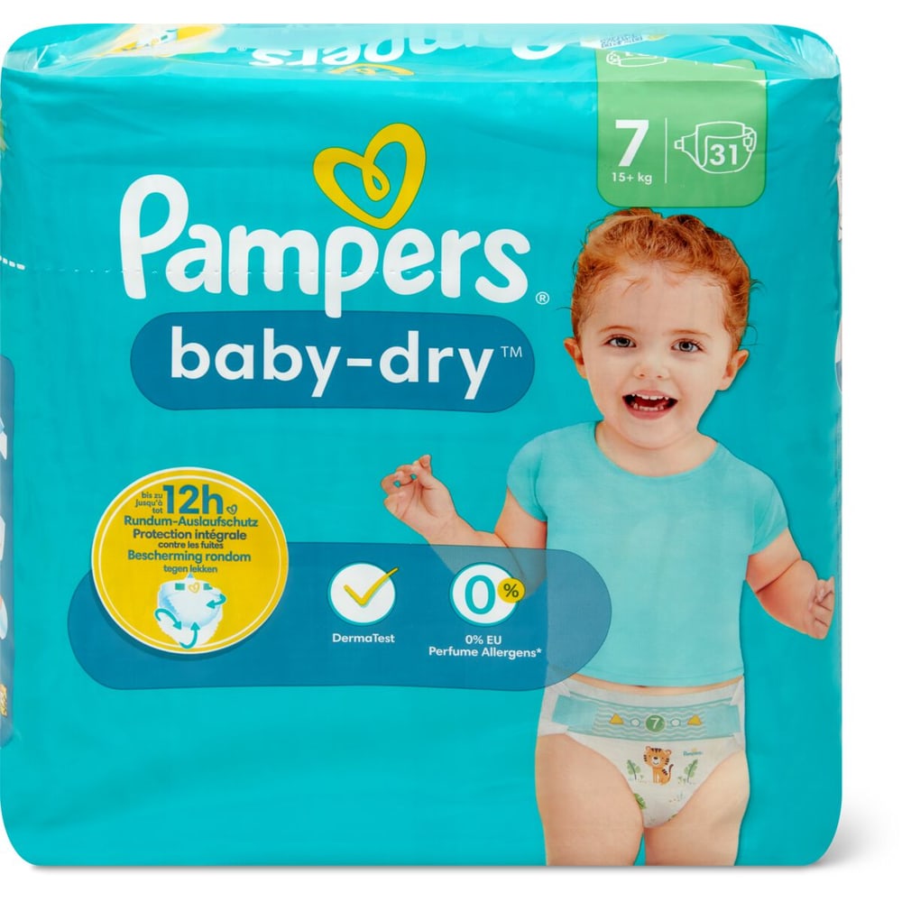 Pampers Baby-Dry Taille 7, 15+ kg, 30 Couches