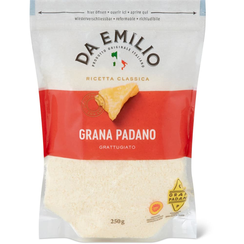 Buy Da Emilio Grana Padano · Italian extra hard cheese, grated, 3/4 fat ...