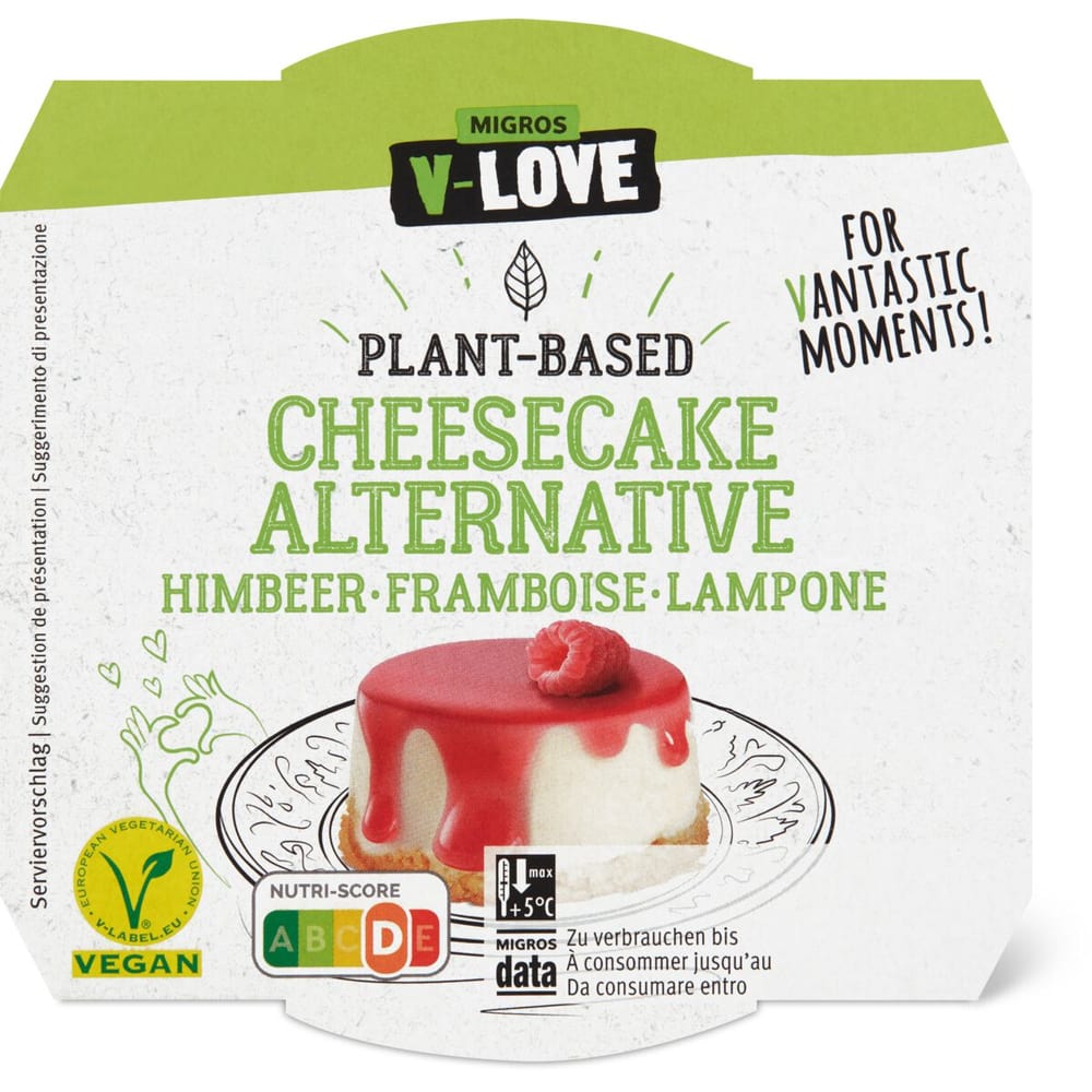 VLove · Alternative végétale au cheesecake · Framboise • Migros