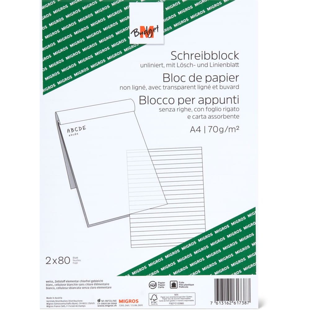 Buy M-Budget A4 Schreibblock • Migros