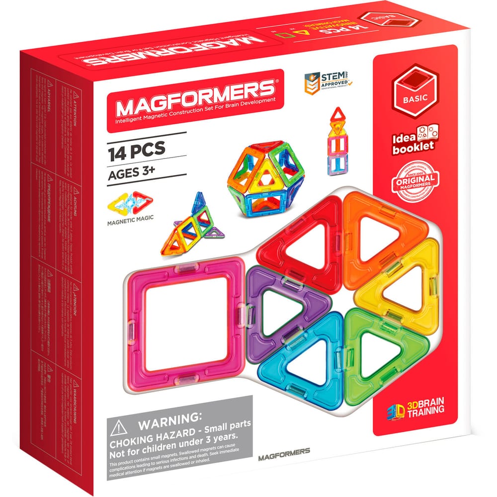 Magformers – Caleidoscopio Con Calamite 14 Pezzi – Gioco Di Forme E Colori – Supporto In Legno