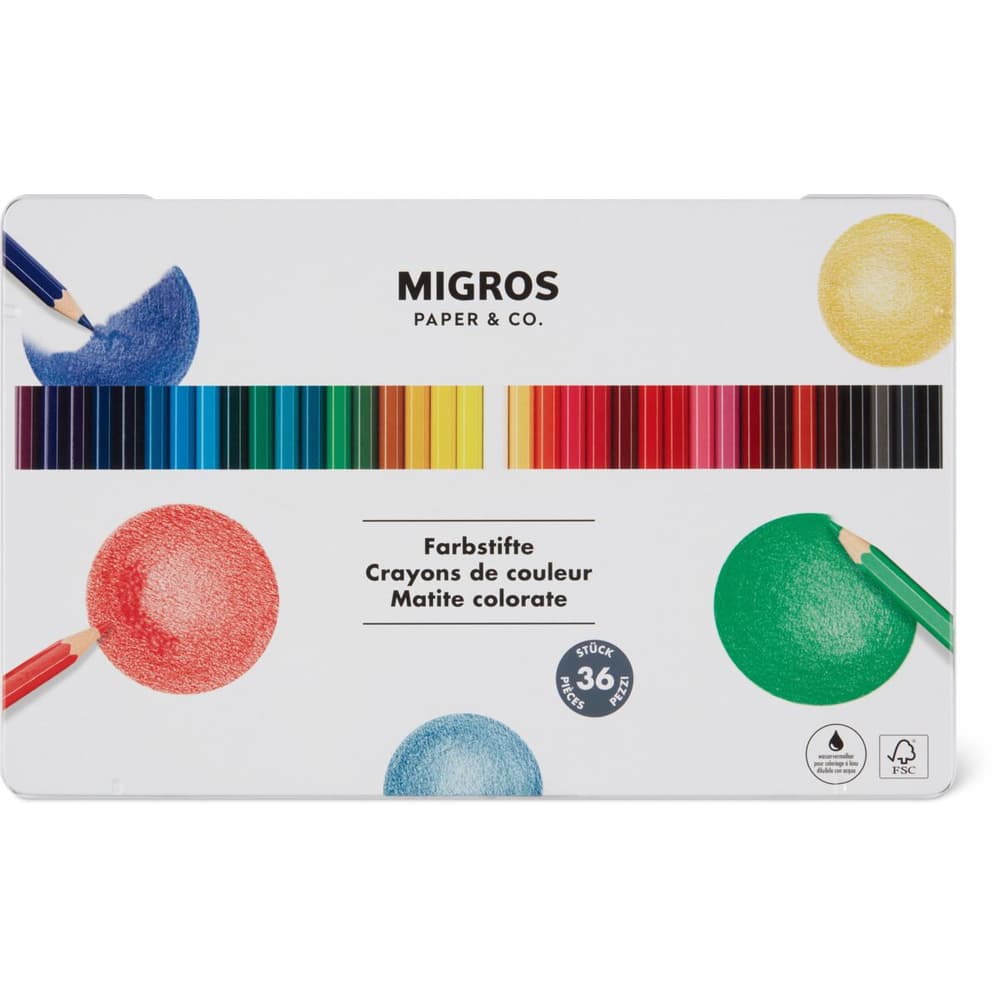 Migros Paper & Co. · Crayons de couleur · pour coloriage à l'eau • Migros
