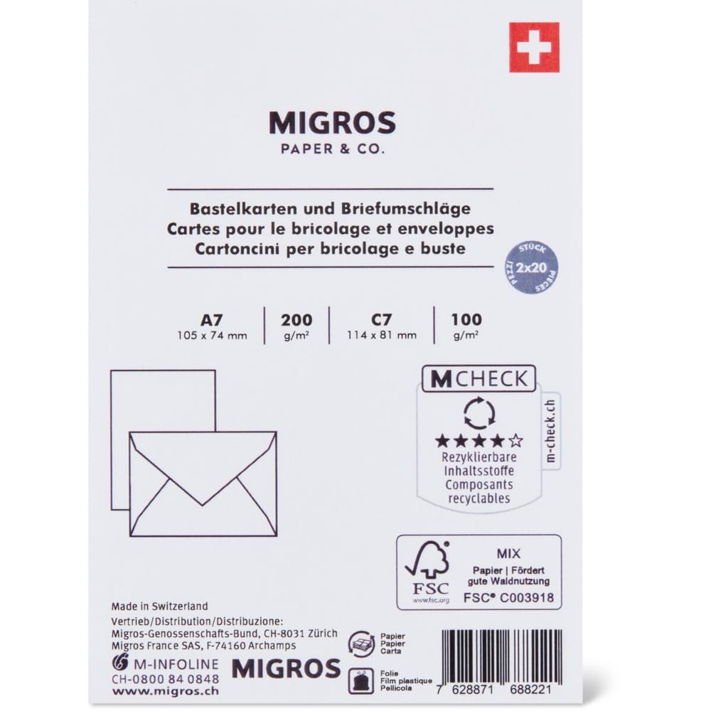 MIGROS PAPER & CO. · Karten+Umschläge A7/C7 • Migros