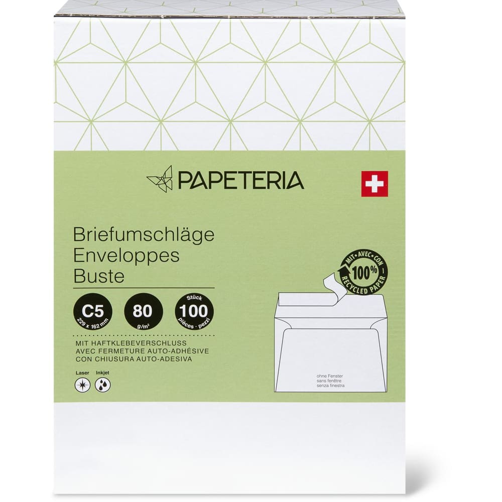 Achat Papeteria · Enveloppes C4 · Sans fenêtre, avec fermeture auto-adhésive  • Migros