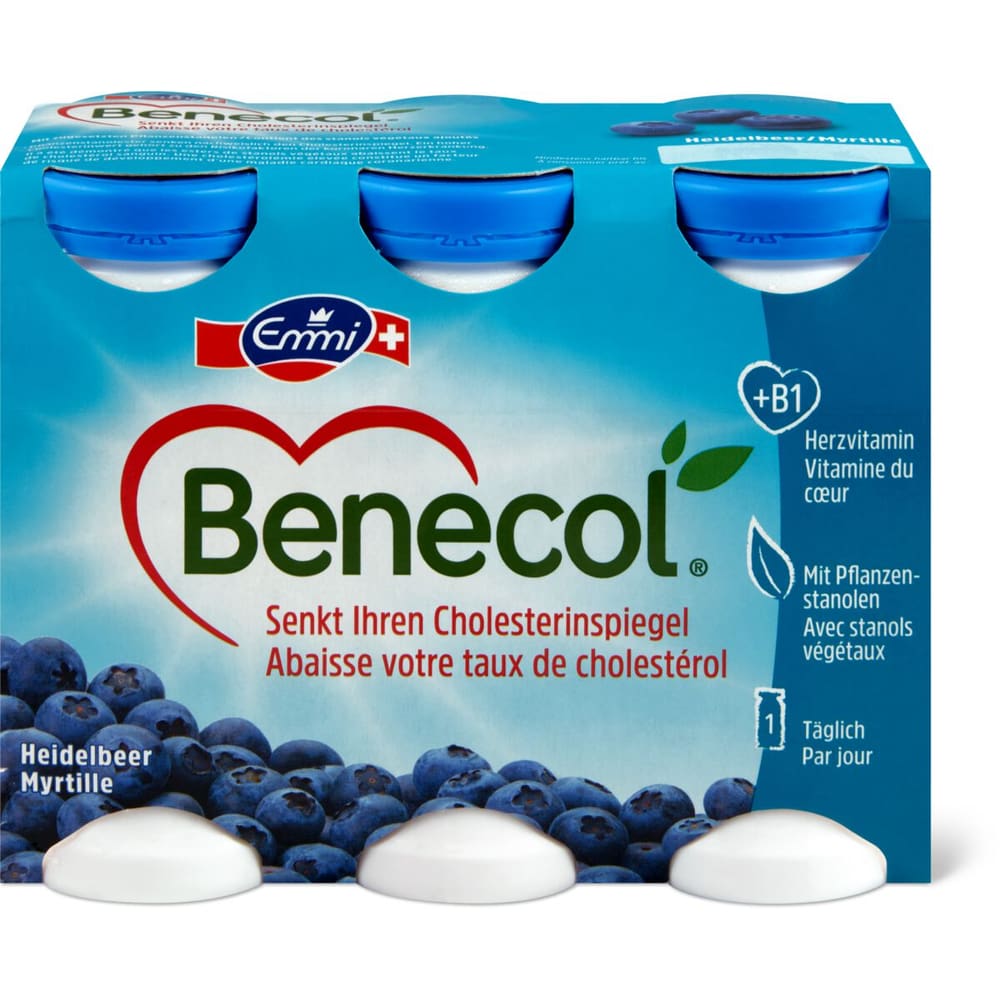 Emmi Benecol · Yogurt drink · Blueberries • Migros