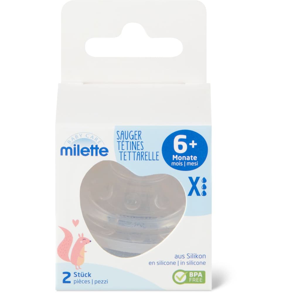 Achat Milette Baby Care · Tétines · Silicone - Sans BPA - +6 mois