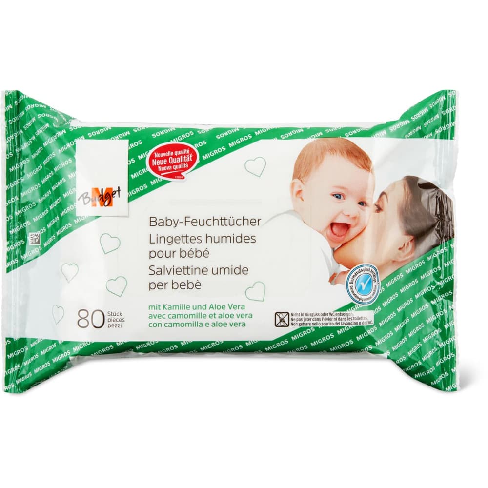 Achat MBudget · Lingettes humides pour bébé · Avec camomille et aloe