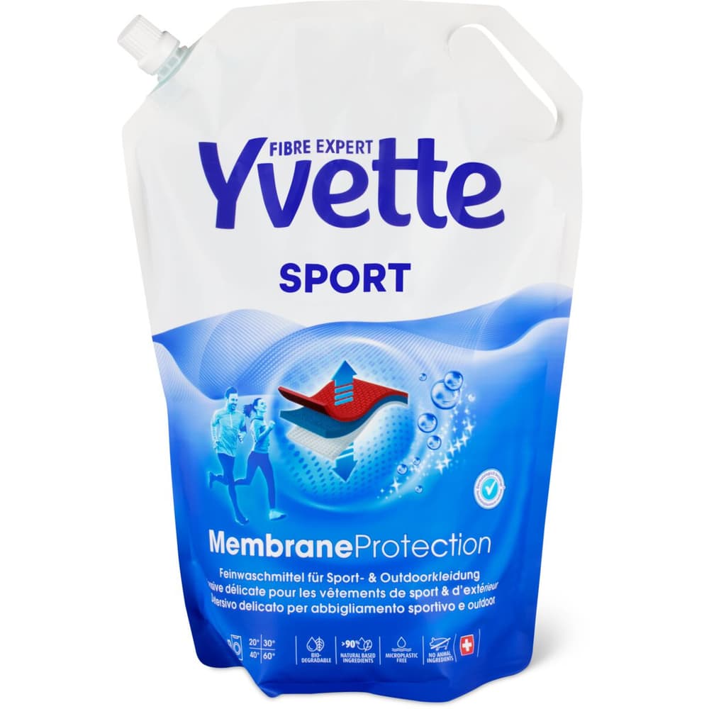 Yvette Sport · Liquid laundry detergent · 40 wash cycles,  MembraneProtection • Migros