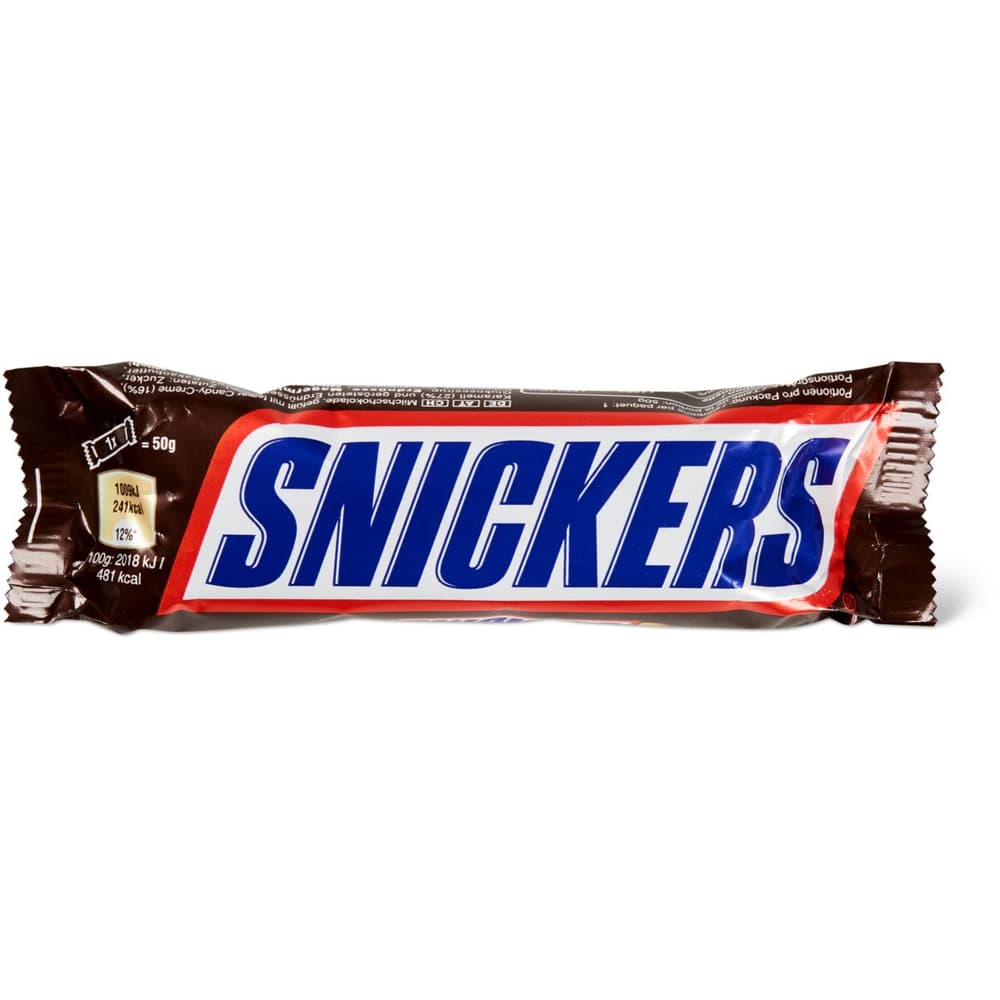 Snickers · Milk chocolate with filled fine candycreme • Migros
