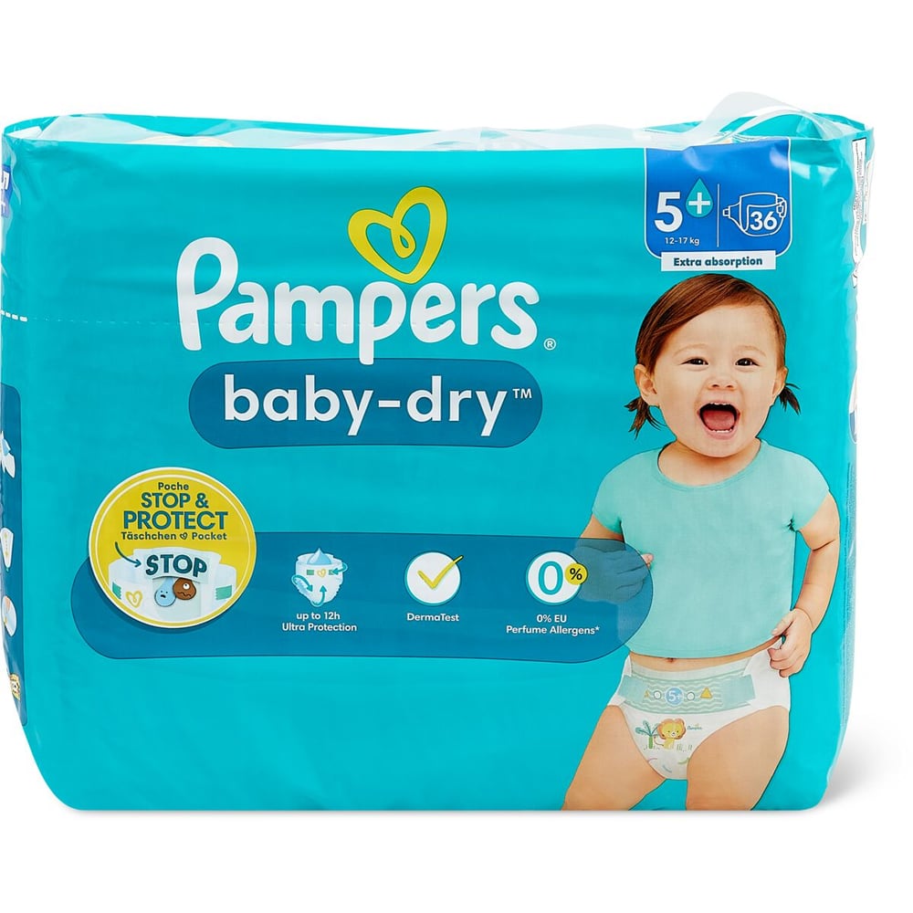 Acheter Pampers baby-dry taille 5+ 12-17kg (36 pcs)